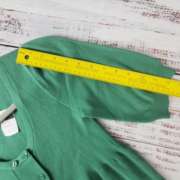 Stile Benetton Short Sleeve Top M Garden Green Scoop Flounce Peasant Sweater NWT - Picture 11 of 11